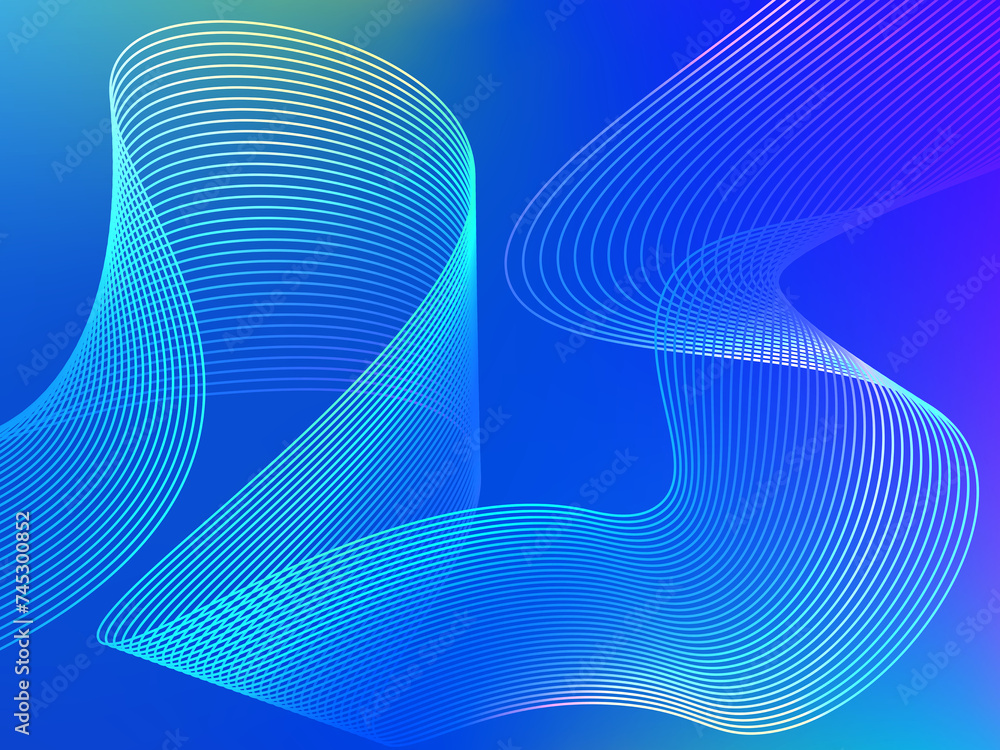 Poster dynamic wave lines background shining digital abstract with futuristic technology concept
