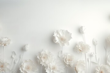 picture of white paper flowers. background with place for text or congratulations
