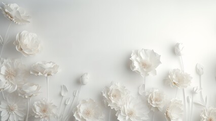 romantic floral white background.  copy space
