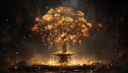 Digital art of the Tree of Life. oil painting - obrazy, fototapety, plakaty
