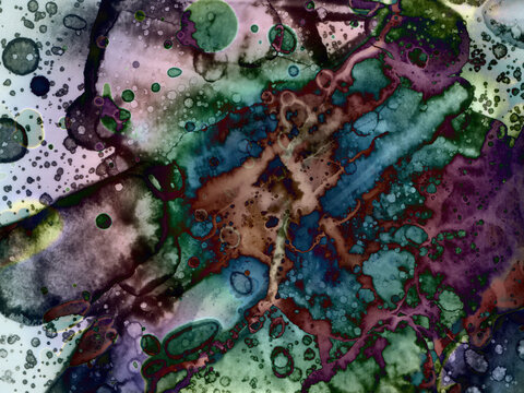 Author's artistic abstractions. Watercolor and alcohol inks. Modern art. Processed in Photoshop