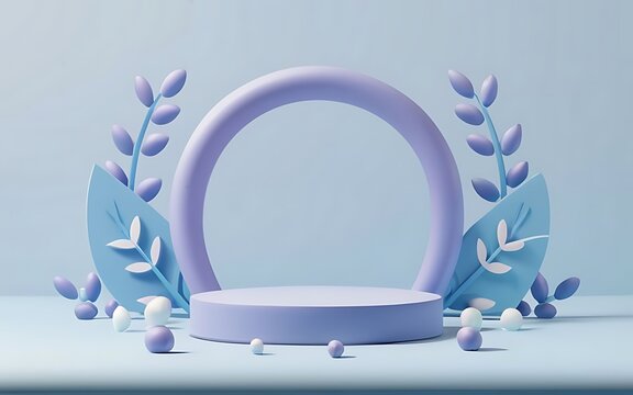 Pastel Blue and Purple Color 3d empty Podium design. 3d stage for product display. an abstract platform for product presentation. podium for advertising. Empty pedestal 3D model