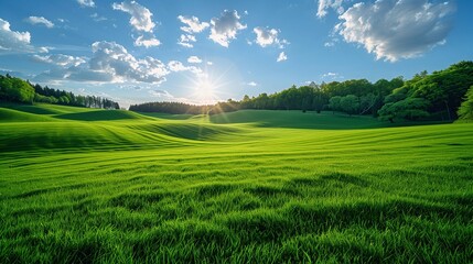 Obraz premium Background, landscape of hilly terrain on a sunny summer day