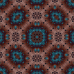 Seamless mandala pattern. Square woven texture
