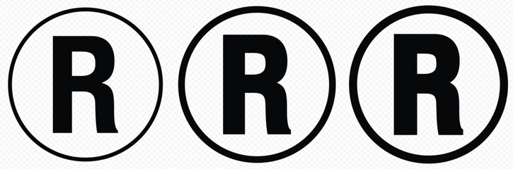 Registered trademark icon vector. R alphabet sign symbol.