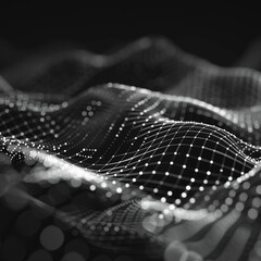 Abstract technological wave background black and white