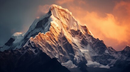 Obraz premium Beautiful sunrise on a remote mountain peak
