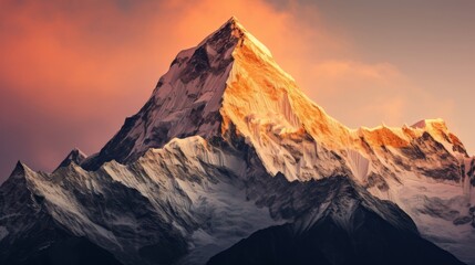 Sunrise and sky background with a remote mountain peak - obrazy, fototapety, plakaty