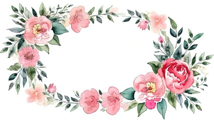 flowers set. Beautiful wreath. Elegant floral collection with isolated blue,pink leaves and flowers, hand drawn watercolor. Design for invitation, wedding or greeting cards