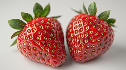 Two strawberries on a white background