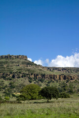 Fototapeta na wymiar landscape with mountains and blue sky, Ittiri Romana, paesaggio. SS, Sardinia, Italia