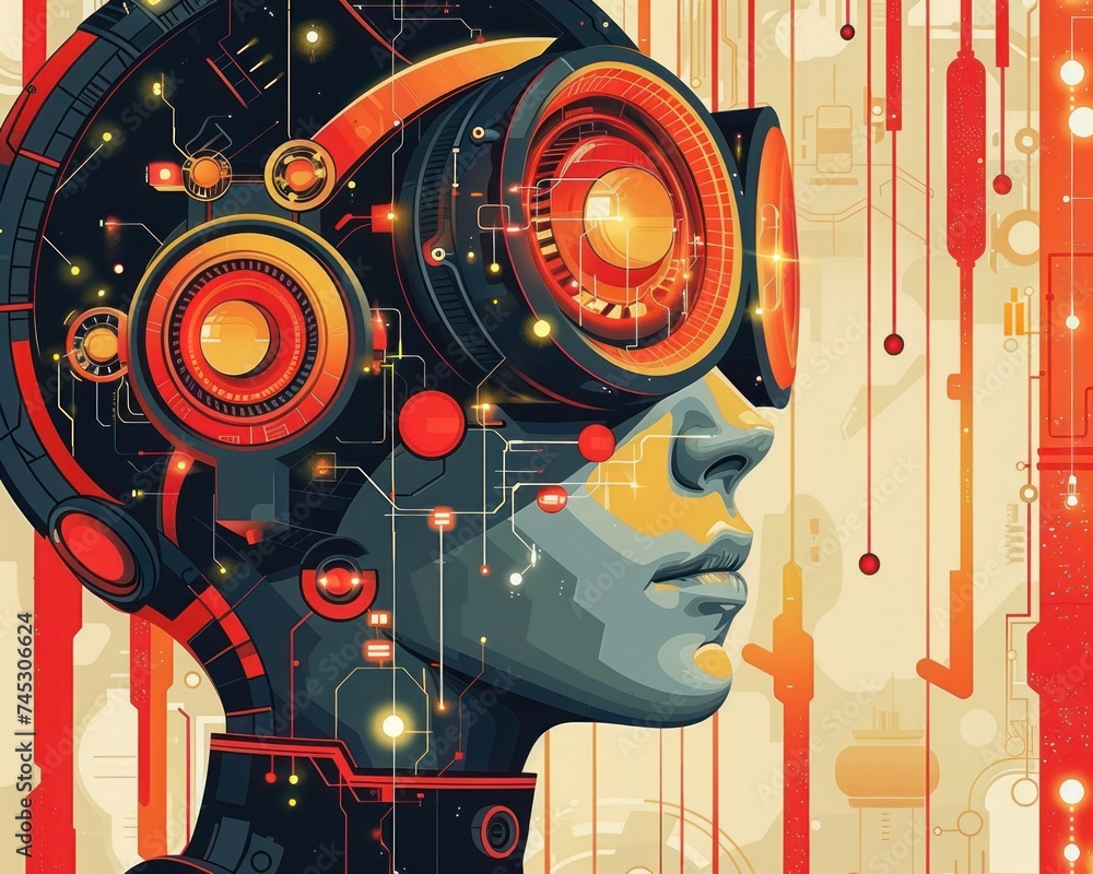 Aufkleber showcase the potential of artificial intelligence in a dynamic and captivating illustration