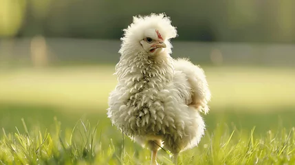 Tuinposter A chicken but instead of feathers it has a fur © Data