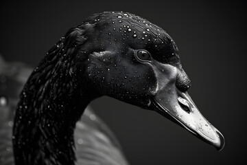 Black and White Photo of a Duck