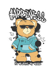 Teddy Bear Brutalism Street Wear Tshirt Design