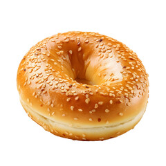 Bagel with sesame seeds isolated on a white background.