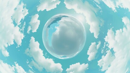 Dreamy Blue Sky Cloudscape Pattern on Soft Pastel Background, Fish-Eye Lens - obrazy, fototapety, plakaty