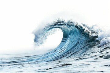 Crystal clear ocean wave cresting gracefully Isolated on a white background Evoking the purity and power of nature.