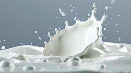 Splash of milk with clipping path. 3D illustration, milk, liquid, drink, splashing, motion, dairy, beverage, cream, white, fresh, food, freshness, drop, Gen AI
