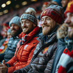 Soccer fans sitting in the stands
