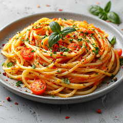 Spaghetti with sauce of tomato