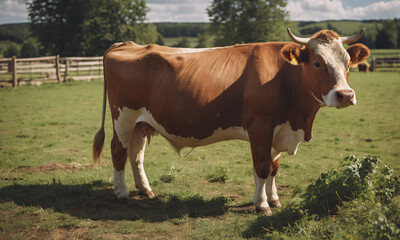 Brown cow in the field
