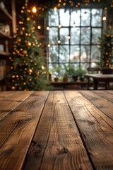 Rustic table awaiting company in a cozy cafe ambiance