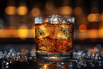 Single mixed drink in focus