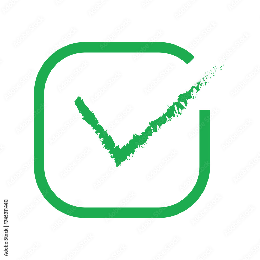 Poster line green tick mark approved . check mark icon symbols . symbol for website computer and mobile iso