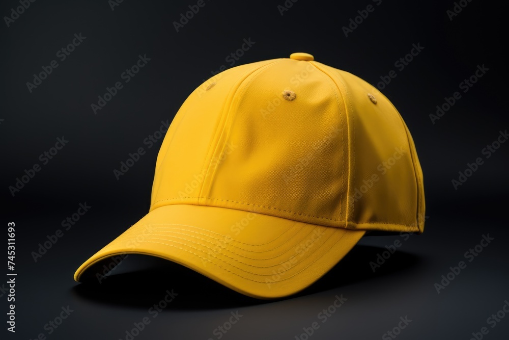 Poster A sunny yellow cap stands out on a black background, providing a perfect canvas for a clothing mockup