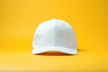 A clean, white snapback awaits branding against a cheerful yellow background, perfect for mockup designs