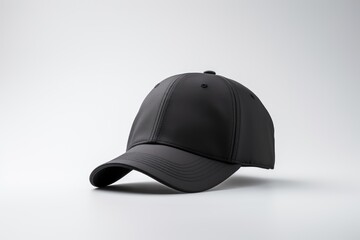 Black baseball cap presented as a mockup on a white background, ideal for showcasing design, branding and printing