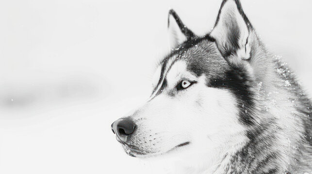 pencil drawing Husky dog portrait white background
