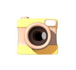 Photo camera 3d icon. Cartoon minimal style camera 3d icon