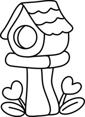 bird house outline coloring