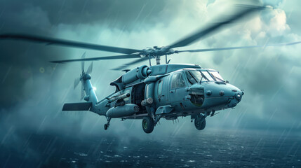 A fighter helicopter high speed shooting - obrazy, fototapety, plakaty