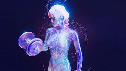 Naklejka premium Abstract Illustration Woman With Weights 3