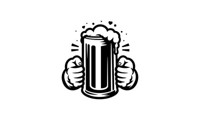 beer GLASS mascot logo icon, vintage mascot sketch concept, beer glass mascot logo icon - obrazy, fototapety, plakaty