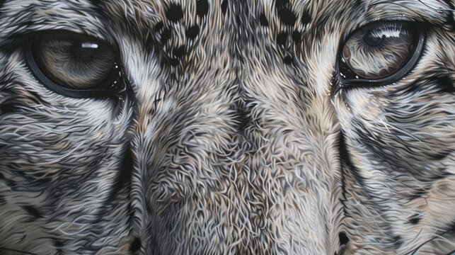 closeup shot of snow leopard face, a glimpse into the elusive beauty of nature's mountain wilderness