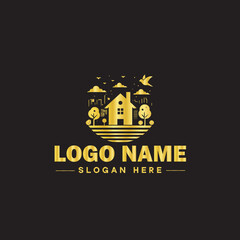 Real estate logo property house home construction building logo icon editable vector