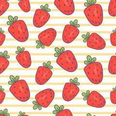 Seamless pattern with  strawberries