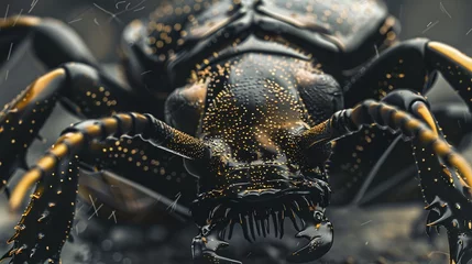 Keuken spatwand met foto closeup of powerful brown rhino beetle, a testament to the fascinating diversity of nature's creatures © CinimaticWorks