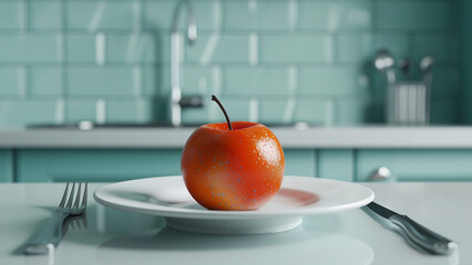 Apple on a plate, diet foods image