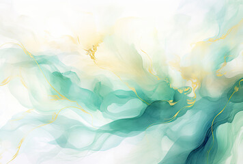 Vibrant Abstract Painting of Green and Yellow