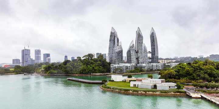 Singapore city waterfront and Keppel Bay Marina.