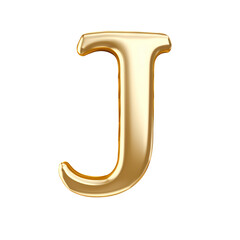 gold metallic J alphabet balloon Realistic 3D on white background. Generative AI