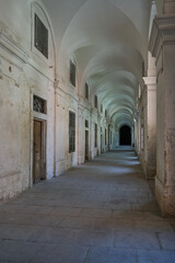 Prague, Czech Republic — June 17, 2023 - Long hallway of Invalidovna — baroque building for war veterans