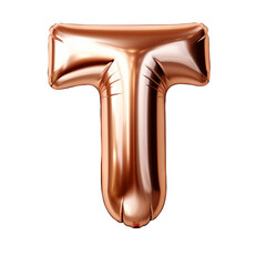 Fototapeta premium Copper metallic T alphabet balloon Realistic 3D on white background. Generative AI