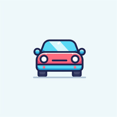 Simple Car Cartoon from Front View