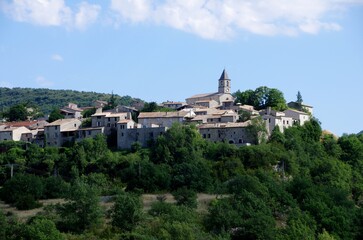 Hilltop village in the Baronnies in the South East of France, in Europe